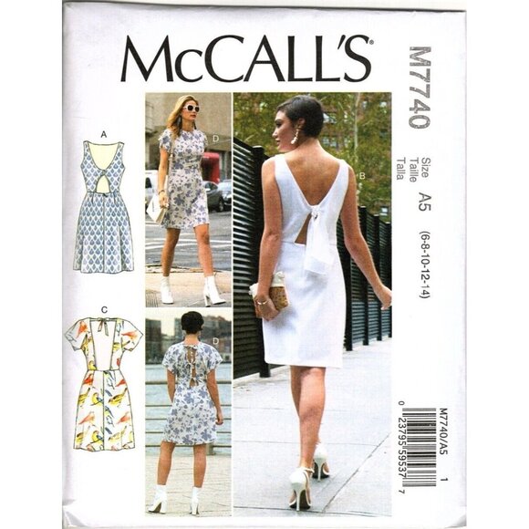 McCall's M7740 Misses 6 to 14 Backless Dress Uncut Sewing Pattern New - Picture 1 of 2